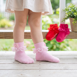 Baby Girl Ruffle Bow Grip Socks lifestyle product image 2