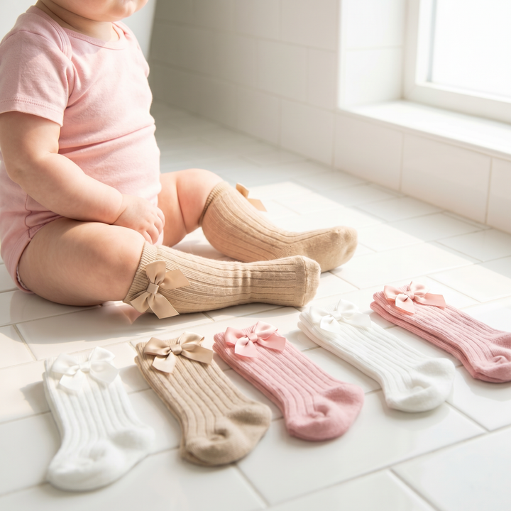 Newborn Baby Knee-High Socks with Bow lifestyle product image 1