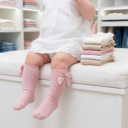 Newborn Baby Knee-High Socks with Bow lifestyle product image 2