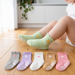 Girls Ruffle Grip Crew Socks, Heart Design lifestyle product image 20260713 5