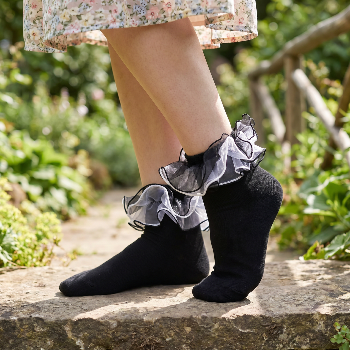 Women's Fluffy Lace Ruffle Dress Socks lifestyle product image 1