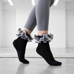 Women's Fluffy Lace Ruffle Dress Socks lifestyle product image 6