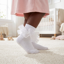 Girls Ruffle Socks Toddler Girl Frilly Dress Socks Double Lace Big Ruffles Fold Over Church Fancy Sock for Baby Kids lifestyle product image 2