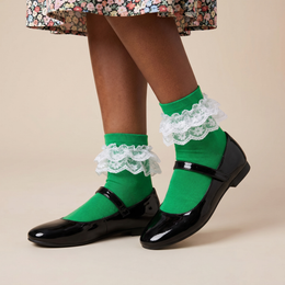 Women Big Ruffle Ankle Socks,Adult Double Lace Turn Cuff Cotton Frilly Dress Socks Cute Bobby Sock lifestyle product image 2