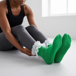 Women Big Ruffle Ankle Socks,Adult Double Lace Turn Cuff Cotton Frilly Dress Socks Cute Bobby Sock lifestyle product image 4