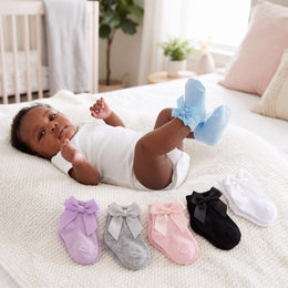 6 Pack Preemie Hats Mittens and Socks Set,Newborn Cotton Bow Caps and No Scratch Preemie Mittens Socks for Infant Baby Girl New Born 0-6 Months lifestyle product image 2