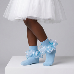 Girls Ruffle Socks Toddler 4-Layer Big Fluffy Lace Frilly Dress Socks Turn Cuff Fancy Pageant Sock Little Girl Kids lifestyle product image 4