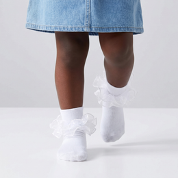 Girls Ruffle Socks Toddler Girl Frilly Dress Socks Double Lace Big Ruffles Fold Over Church Fancy Sock for Baby Kids lifestyle product image 2