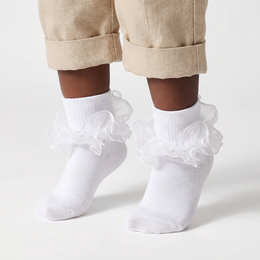 Baby Girls Ruffle Socks 2-Layer Lace Frilly Turn Cuff Fancy Dress Socks Toddler Girl Preemie Newborn Infant Kids lifestyle product image 4