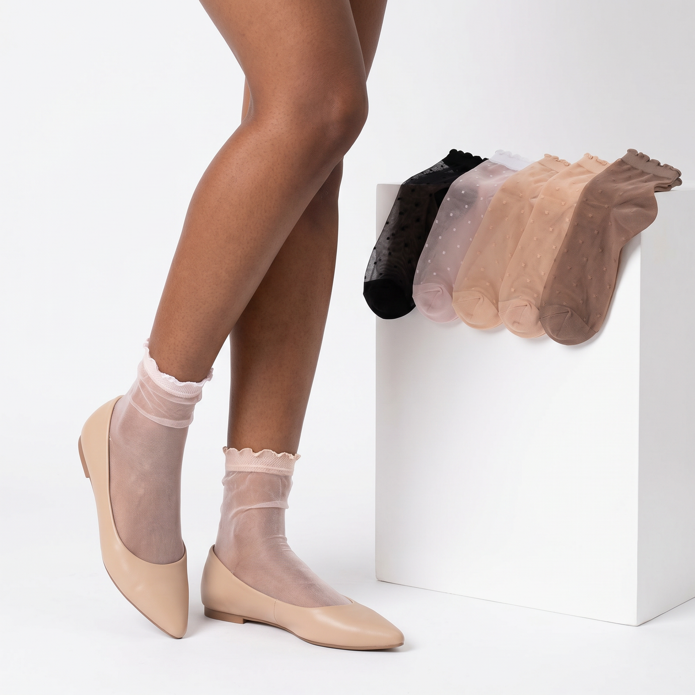 20 Pairs Women's Sheer Ruffle Socks Ankle High Nylon Cool Ultra Thin Frilly Socks See Through Silk Nude Short Lace Dress Sock for Women Clear Crew Hosiery Breathable lifestyle product image 1
