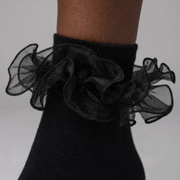 Women Big Ruffle Ankle Socks Adult Double Lace Frilly Socks Fold Cuff Cotton Ruffled Dress Crew Bobby Bride Sock lifestyle product image 4