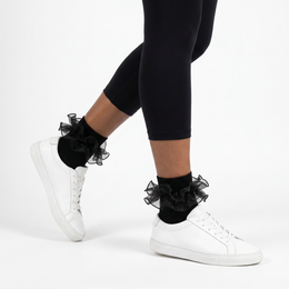 Women Big Ruffle Ankle Socks Adult Double Lace Frilly Socks Fold Cuff Cotton Ruffled Dress Crew Bobby Bride Sock lifestyle product image 5