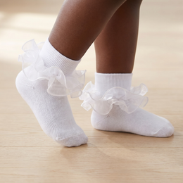2 Pairs Girls Ruffle Socks Toddler Girl Frilly Dress Socks Fold Double Lace Big Ruffles Church Fancy Sock Little Kids lifestyle product image 3