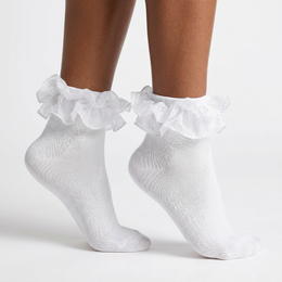 Women Glittery Ruffle Ankle Socks,Adult Double Lace Sparkling Frilly Dress Socks with Ruffles Cute Ruffled Bobby Sock lifestyle product image 2