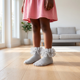 Girls Glitter Ruffle Ankle Socks Cute Kids Double Lace Sparkling Flufffy Frilly Dress Socks for Toddler Little Girl lifestyle product image 6