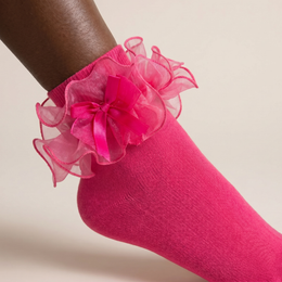 1 Pair Women Big Ruffle Ankle Bow Socks Adult Double Lace Frilly Dress Socks Cute Crew 80s Fancy Bobby Bride Sock lifestyle product image 2
