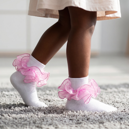 1 Pair Girls Ruffle Socks Toddler Girl Gold Silver Glitter Double Lace Frilly Dress Socks Turn Cuff Pageant Sock Kids lifestyle product image 5