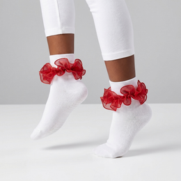 Women Big Ruffle Socks Adult Double Lace Turn Cuff Fluffy Frilly Ankle Dress Socks Cute Bobby Sock for Big Girls lifestyle product image 3