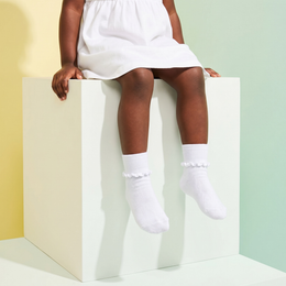 6 Pairs Newborn Infant Toddler Baby Girls Turn Cuff White Ruffle Frilly Cotton Dress Crew Socks,0-6,6-12,12-24 Months lifestyle product image 2