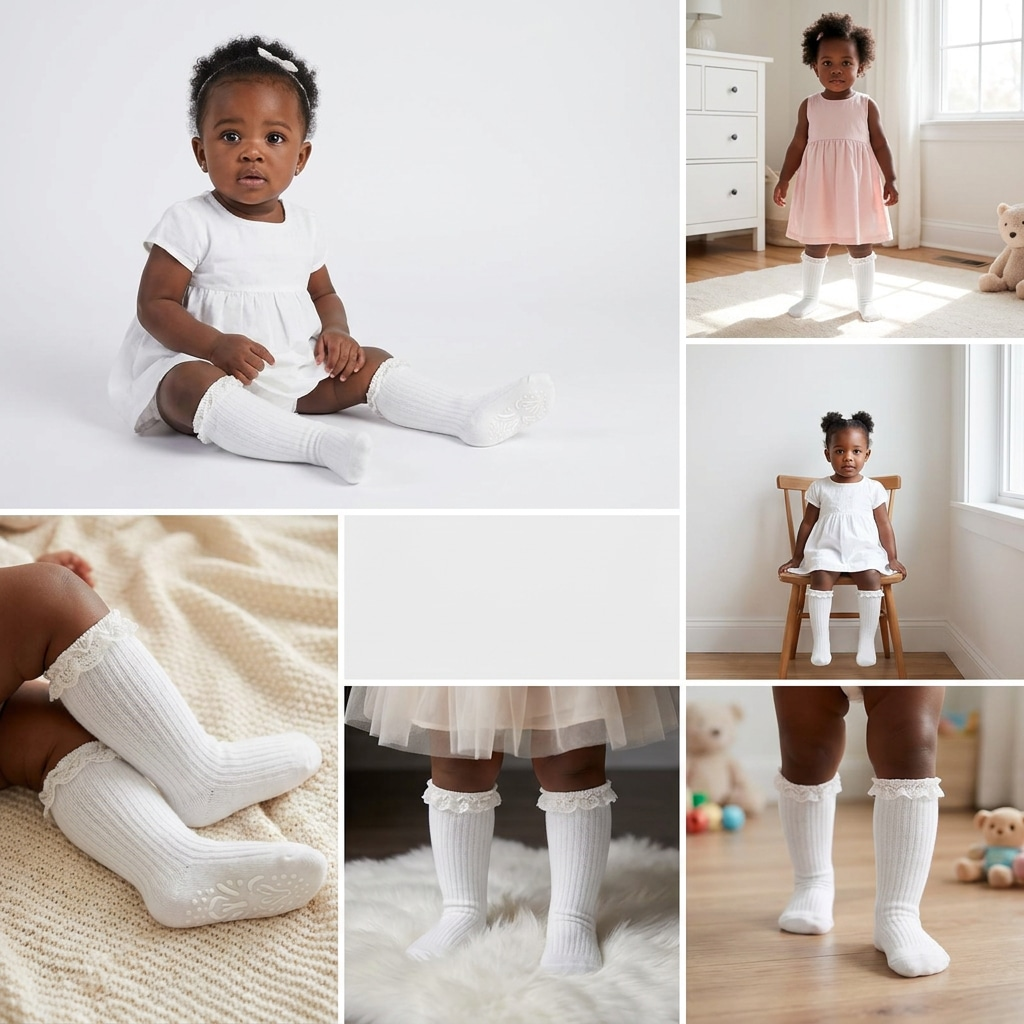 Baby Girl Knee High Socks Newborn Infant Toddler Cotton Ruffle Long Socks Non Slip Stockings Dress Sock lifestyle product image 1