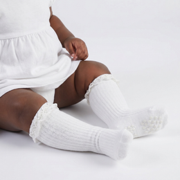 Baby Girl Knee High Socks Newborn Infant Toddler Cotton Ruffle Long Socks Non Slip Stockings Dress Sock lifestyle product image 5