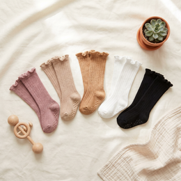 Baby Knee High Socks Cotton Grip Baby Stockings Non Slip Long Tube Ruffle Socks for Newborn Infant Toddler Girl Boy lifestyle product image 1