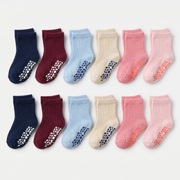 12 Pairs Baby Socks with Grips Non Slip Cute Cotton Ankle Crew Grippy Socks for Infants Toddler Girl Boy Kids lifestyle product image 2