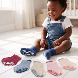 12 Pairs Baby Socks with Grips Non Slip Cute Cotton Ankle Crew Grippy Socks for Infants Toddler Girl Boy Kids lifestyle product image 3