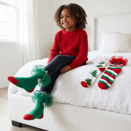 Christmas Socks with Lace Ruffle for Women 3 Pairs Cute Cotton Ruffled Striped Xmas Socks Frilly Novelty Crew Sock Funny Holiday Gifts Stuffers for Girls lifestyle product image 2