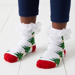 Christmas Socks with Lace Ruffle for Women 3 Pairs Cute Cotton Ruffled Striped Xmas Socks Frilly Novelty Crew Sock Funny Holiday Gifts Stuffers for Girls lifestyle product image 6