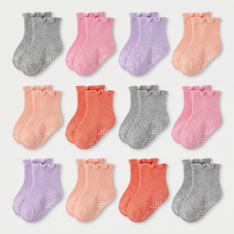12 Pairs Newborn Baby Socks Ruffle Turn Cuff Cotton Non-slip Soft Warm Ankle Socks for Infant Girls Boys Hospital Nicu Preemie 0-3 Months lifestyle product image 1