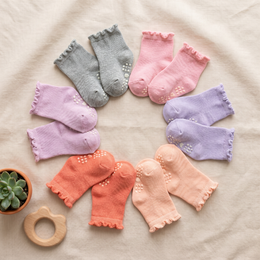 12 Pairs Newborn Baby Socks Ruffle Turn Cuff Cotton Non-slip Soft Warm Ankle Socks for Infant Girls Boys Hospital Nicu Preemie 0-3 Months lifestyle product image 2