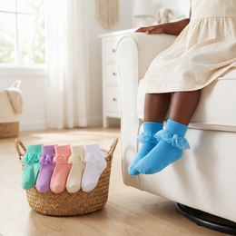 6 Pairs Baby Girl Ruffle Socks Double Lace Turn Cuff Cotton Ankle Frilly Dress Socks for Newborn Infant Toddler Girls lifestyle product image 4
