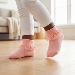 6 Pairs Baby Girl Ruffle Socks Double Lace Turn Cuff Cotton Ankle Frilly Dress Socks for Newborn Infant Toddler Girls lifestyle product image 5