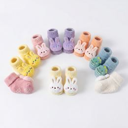 4/6 Pairs Baby Fuzzy Socks Cute Rabbit Dinosaur Baby Girl Socks Non Slip Grip Winter Warm Sock Newborn Infant Toddler lifestyle product image 3
