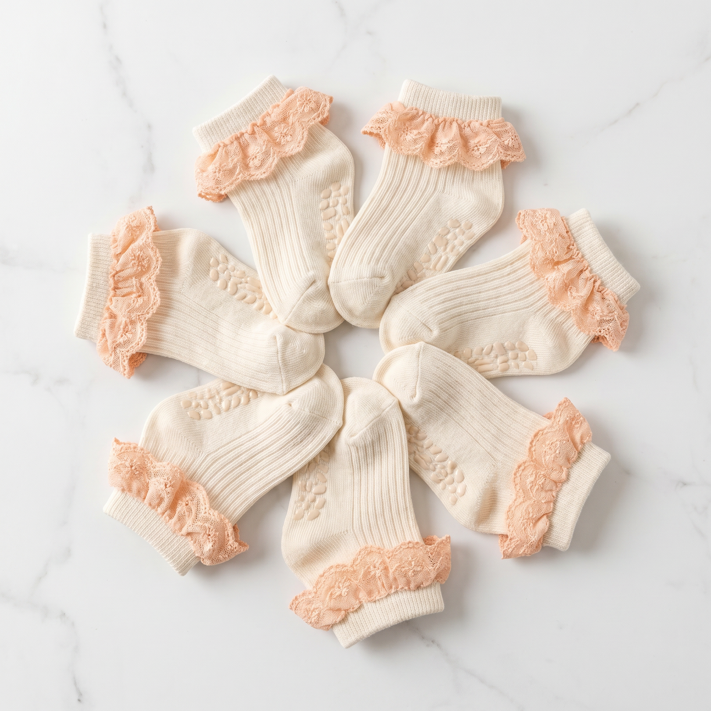 Baby Girl Ruffle Socks Non Slip Grips Cute Cotton Lace Ankle Pageant Dress Socks Newborn Infant Preemie 0-3 Months lifestyle product image 1