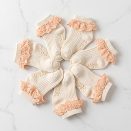 Baby Girl Ruffle Socks Non Slip Grips Cute Cotton Lace Ankle Pageant Dress Socks Newborn Infant Preemie 0-3 Months lifestyle product image 1