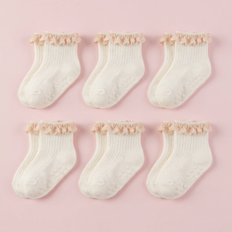 Baby Girl Ruffle Socks Non Slip Grips Cute Cotton Lace Ankle Pageant Dress Socks Newborn Infant Preemie 0-3 Months lifestyle product image 3