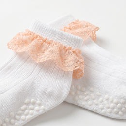 Baby Girl Ruffle Socks Non Slip Grips Cute Cotton Lace Ankle Pageant Dress Socks Newborn Infant Preemie 0-3 Months lifestyle product image 6