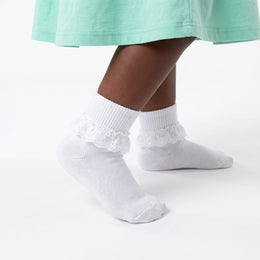 4 Pairs Girls Ruffle Socks Toddler Cute White Black Fancy Lace Ruffled Frilly Princess Dress Socks Girl Little Kids lifestyle product image 3