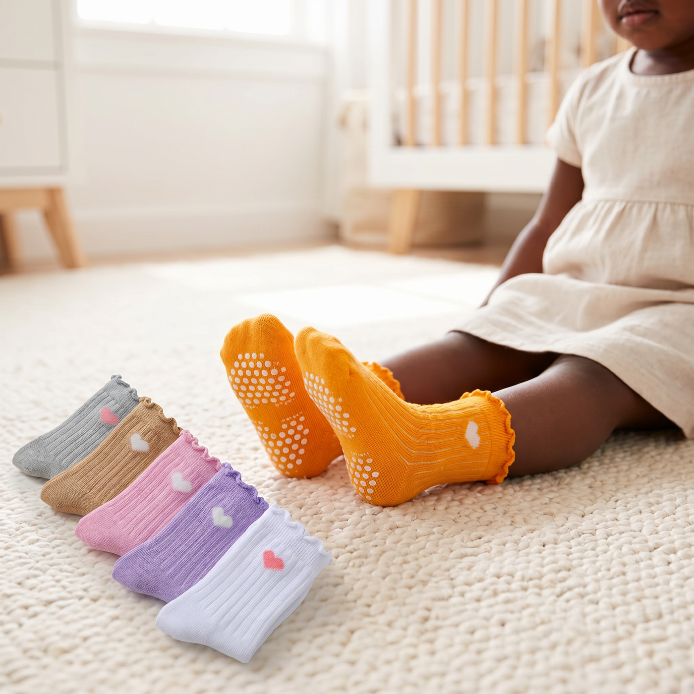 12 Pairs Toddler Ruffle Socks Baby Girls Non Slip Grip Socks Cute Funny Frilly Cotton Crew Grippy Dress Sock for Kids lifestyle product image 1