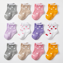 12 Pairs Toddler Ruffle Socks Baby Girls Non Slip Grip Socks Cute Funny Frilly Cotton Crew Grippy Dress Sock for Kids lifestyle product image 5