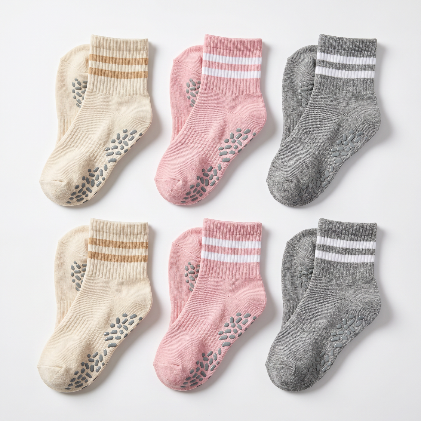 Pilates Grip Socks for Women 6 Pairs Cute Ruffle Yoga Grippy Socks Non Slip Grips Cotton Crew Sock for Barre Workout lifestyle product image 1