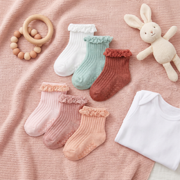 Baby Girl Ruffle Socks Non Slip Grip Socks Toddler Girls Cute Cotton Frilly Ankle Grippy Sock Newborn Infant Little Kids lifestyle product image 1
