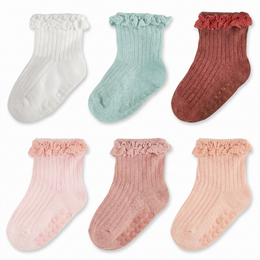 Baby Girl Ruffle Socks Non Slip Grip Socks Toddler Girls Cute Cotton Frilly Ankle Grippy Sock Newborn Infant Little Kids lifestyle product image 3