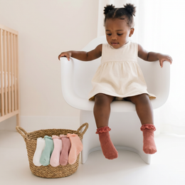 Baby Girl Ruffle Socks Non Slip Grip Socks Toddler Girls Cute Cotton Frilly Ankle Grippy Sock Newborn Infant Little Kids lifestyle product image 4