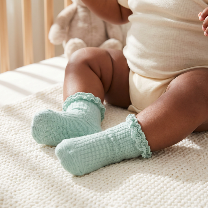 Baby Girl Ruffle Socks Non Slip Grip Socks Toddler Girls Cute Cotton Frilly Ankle Grippy Sock Newborn Infant Little Kids lifestyle product image 1