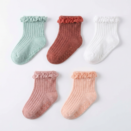 Baby Girl Ruffle Socks Non Slip Grip Socks Toddler Girls Cute Cotton Frilly Ankle Grippy Sock Newborn Infant Little Kids lifestyle product image 2
