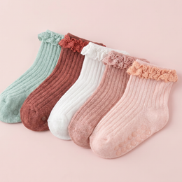 Baby Girl Ruffle Socks Non Slip Grip Socks Toddler Girls Cute Cotton Frilly Ankle Grippy Sock Newborn Infant Little Kids lifestyle product image 6