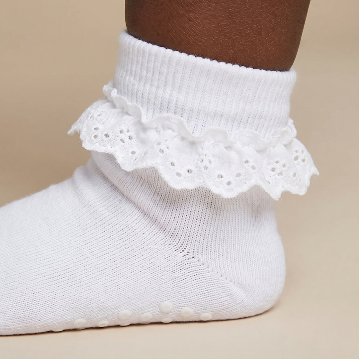 White Girls Ruffle Socks Toddler Double Lace Frilly Dress Socks Ruffles Fold Over Church Fancy Sock for Little Kids lifestyle product image 1